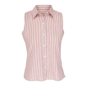 SOLD - FAHERTY Malibu Stripe Linen Sleeveless Shirt